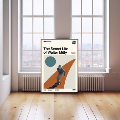 Walter Mitty Movie Poster: Mid-Century Modern Minimalist Art Print