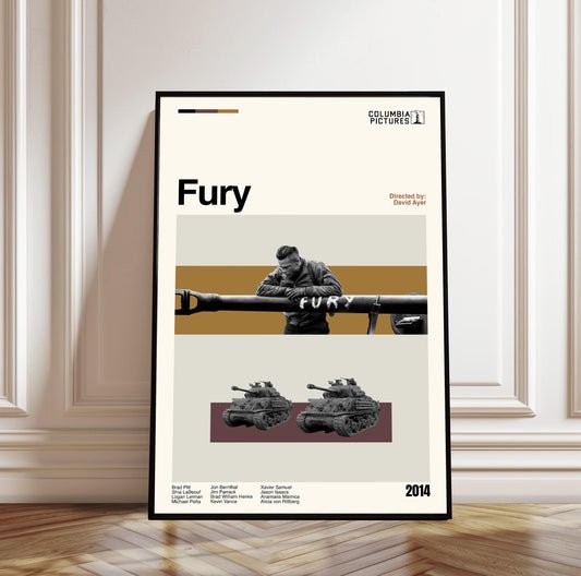 Fury Movie Poster: Mid-Century Modern Minimalist Art Print