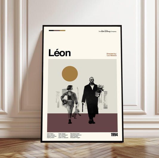 Léon Poster - Movie Poster - Midcentury Modern Art - Minimalist Print - Retro Poster - Vintage Print Art - Wall Art - Gift for him